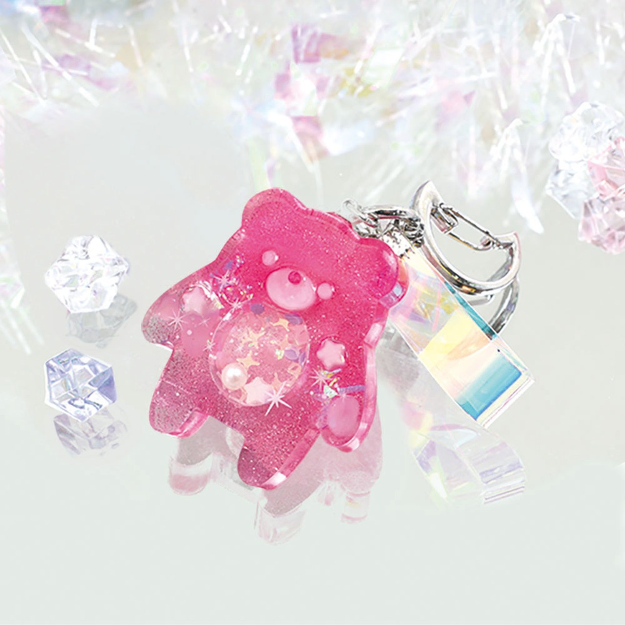 薔薇丸ごとくまたん(๑・㉨・๑) 小 レジンチャームセット 聖新陶芸 ひとえ