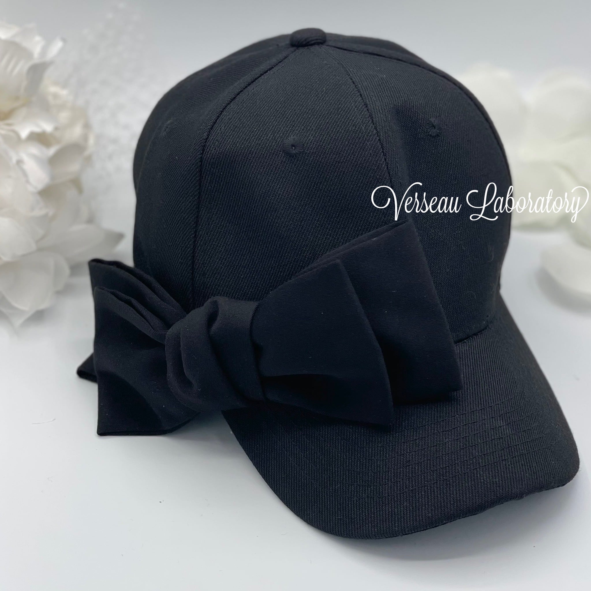 H85 【新発売】 大きなおりぼん付きキャップ ブラック かわいい帽子