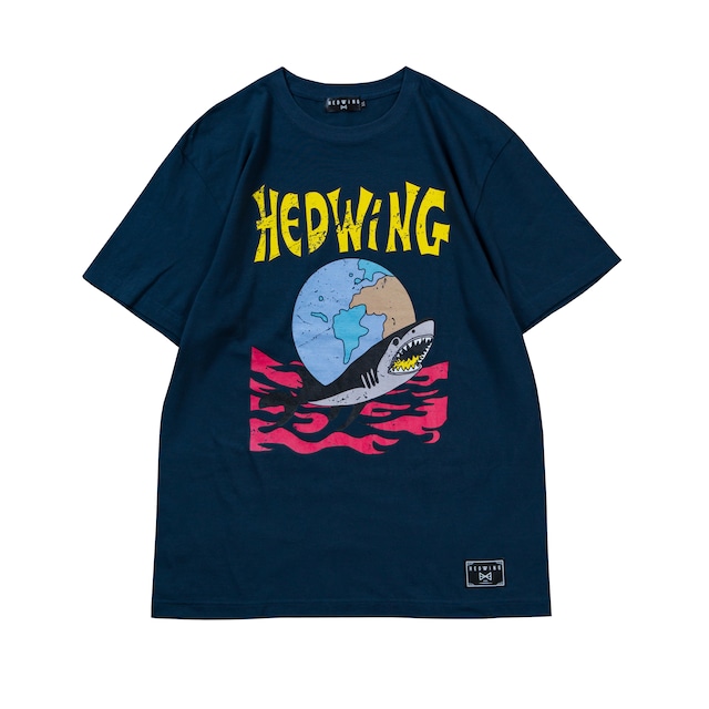 Shark Eat World T-Shirt / Slate blue