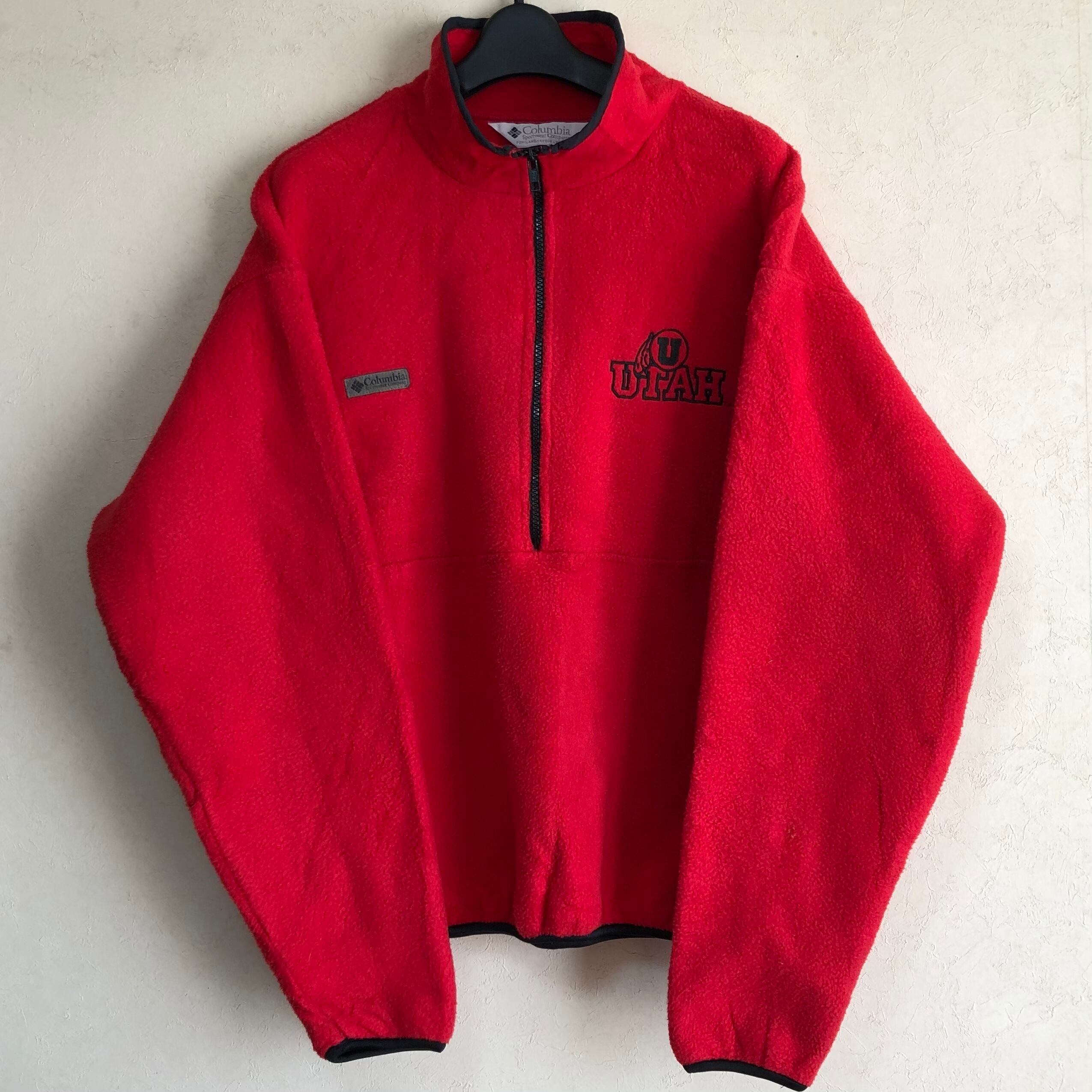 Lサイズ】USA製 90's Columbia ユタ大学 ハーフジップ フリース