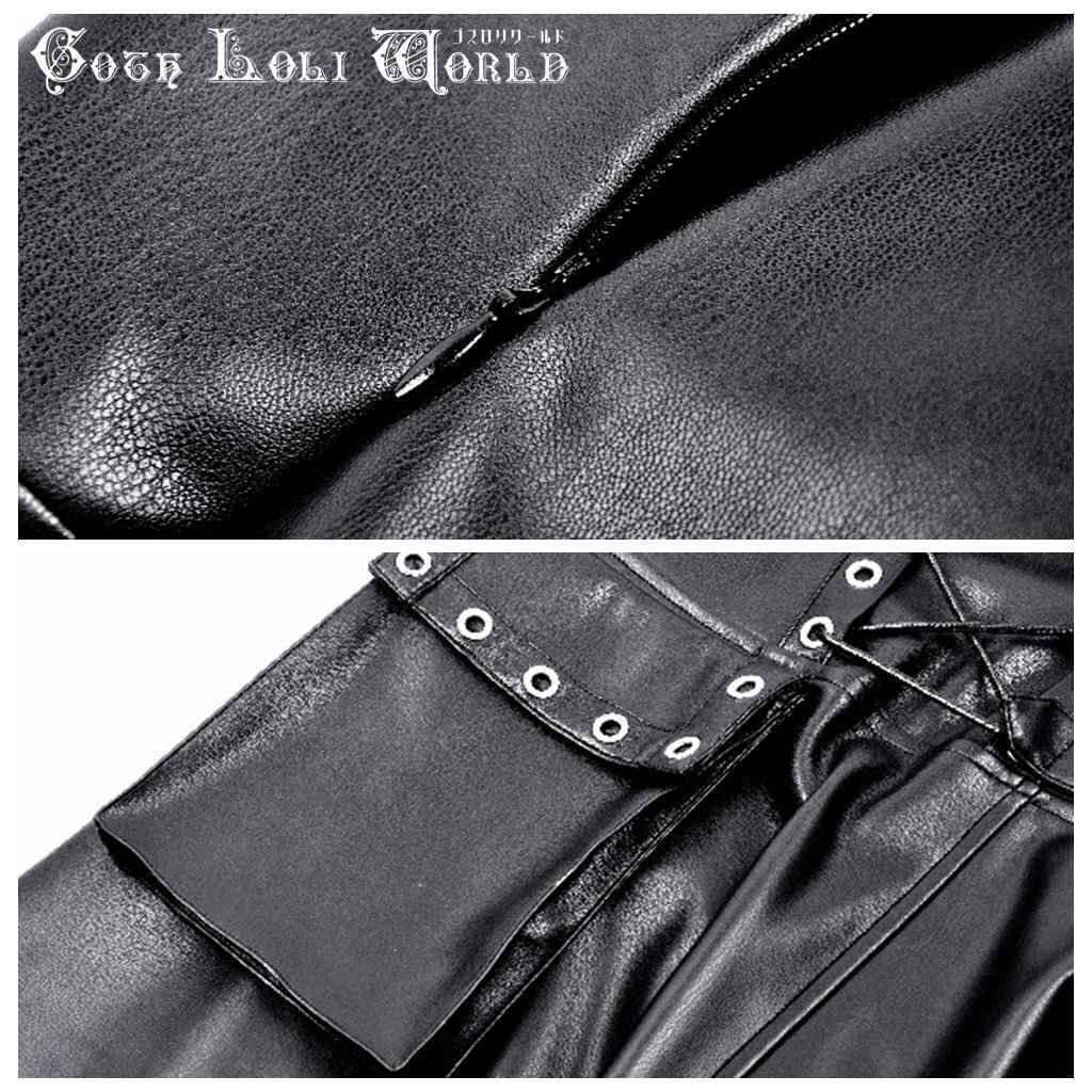 即納/送料無料】DW1056 パンク フェイクレザー ロング丈 ワンピース