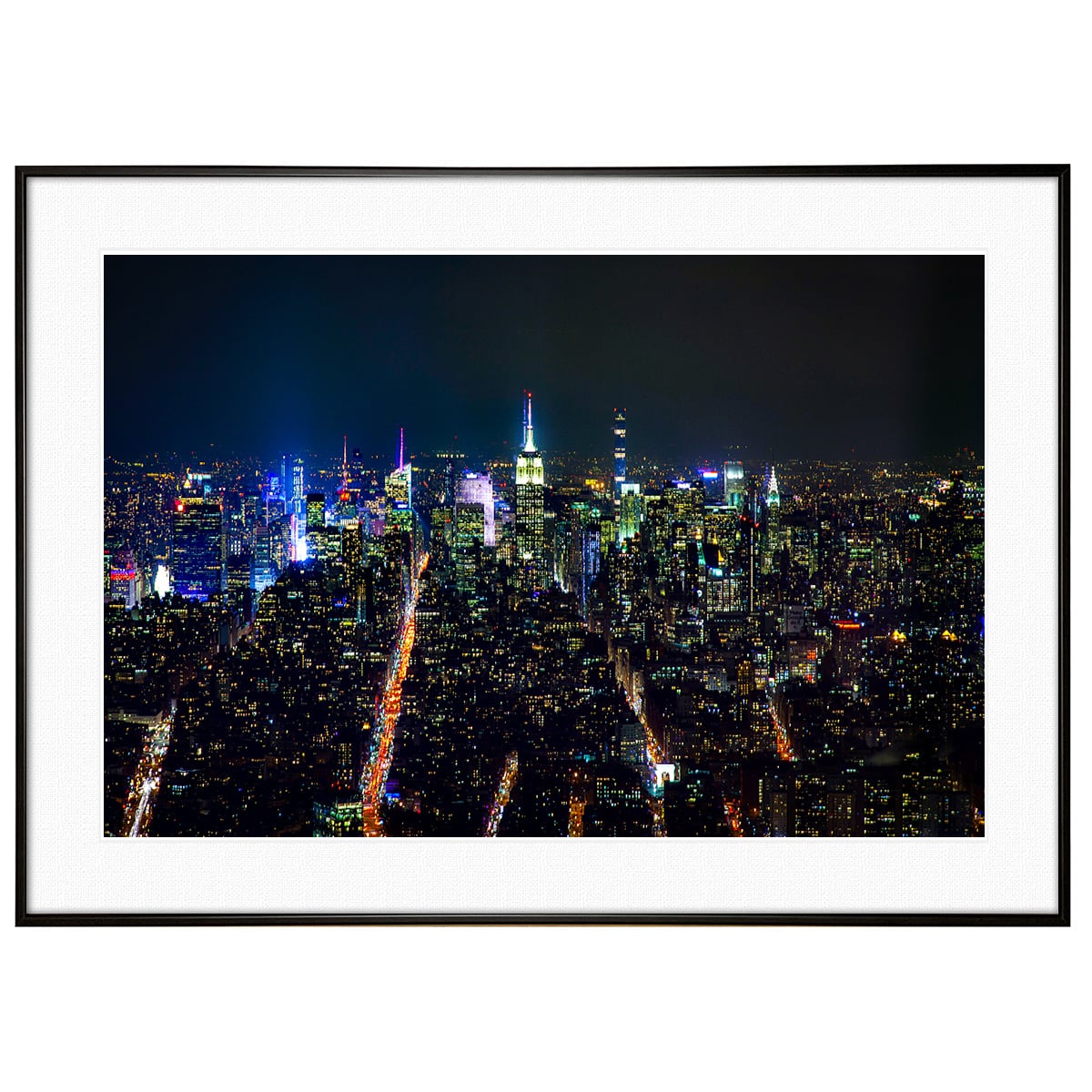 夜景写真 アメリカニューヨーク・シティ インテリアアートポスター額装 AS0441