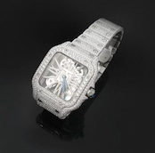 【ICE39】Iced Out Royal Skeleton Watch【Moissanite/SILVER】