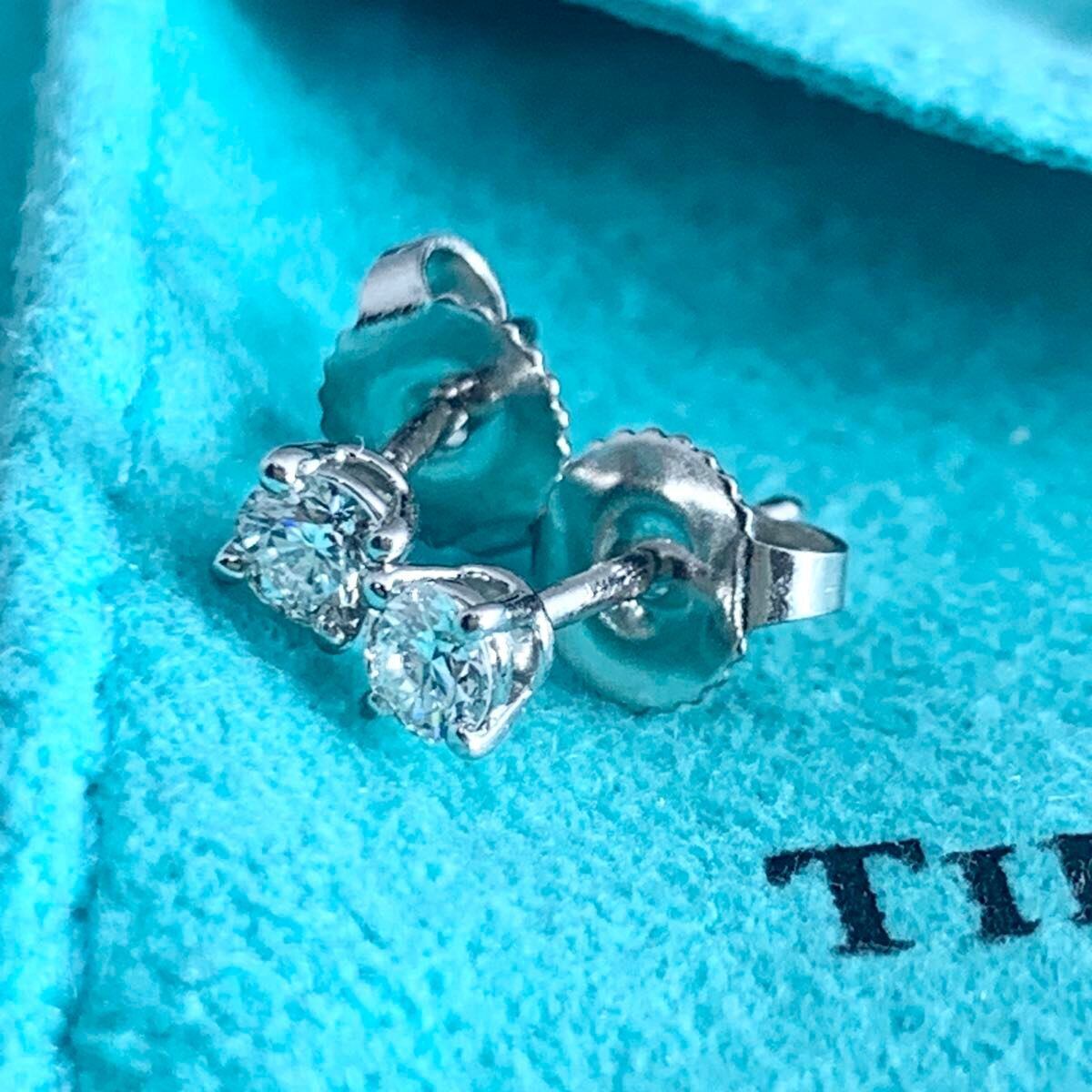 ティファニー 0.2ct ソリティア ダイヤモンド プラチナ ピアス ACB1