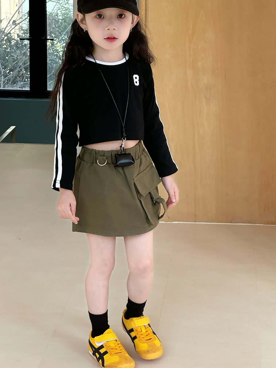 8サイドラインショート丈Tシャツ