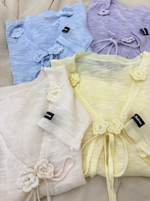 Sheer Flower Knit Cardigan