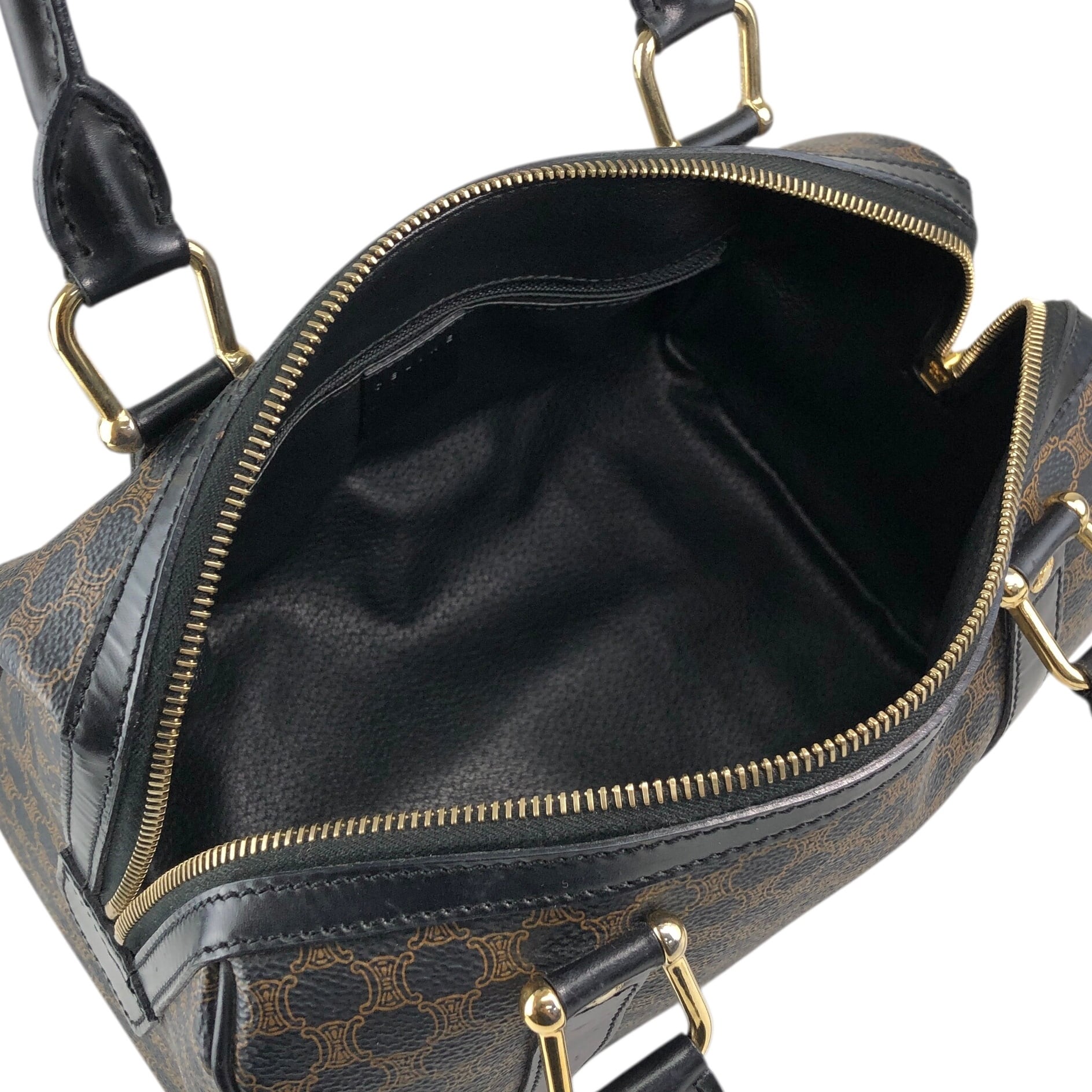CELINE セリーヌ マカダム ボストンバッグ ブラック PVCレザー vintage