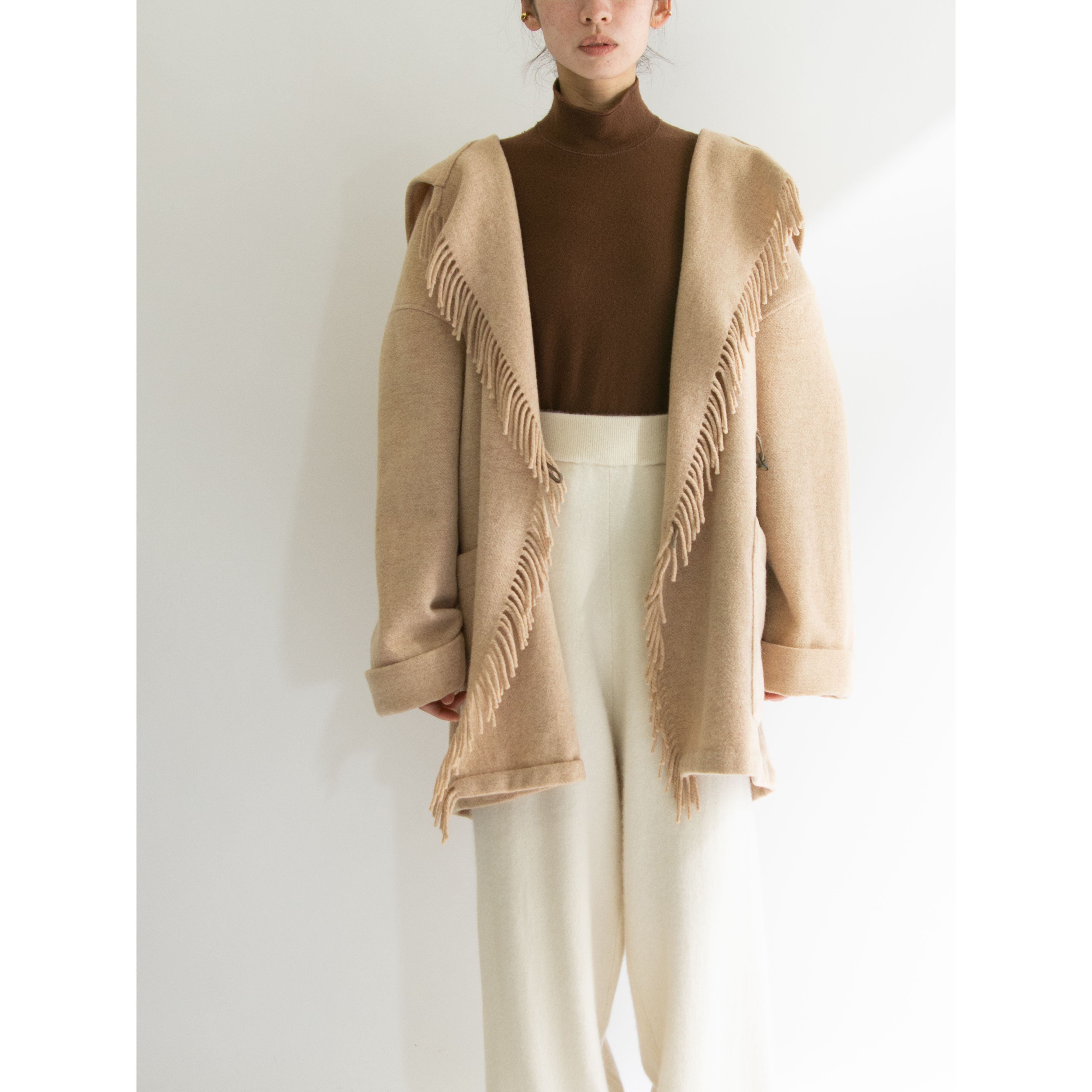 UNITED COLORS OF BENETTON】Oversized Wool Fringe Blanket Jacket