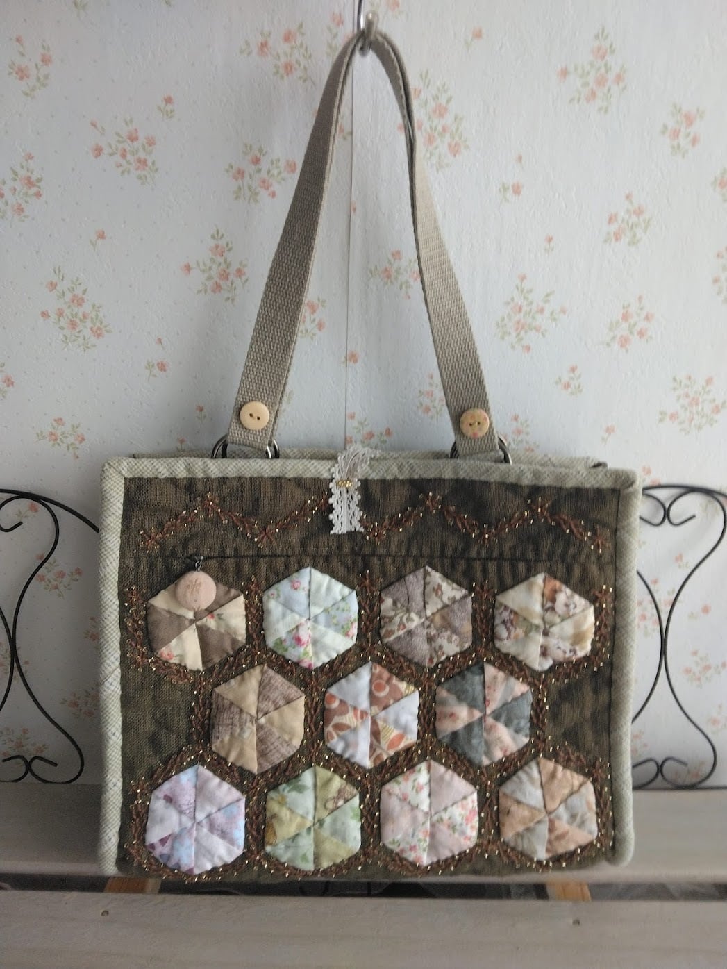 パッチワークキルトタペストリー ハウス | 布遊びポプリン パッチ