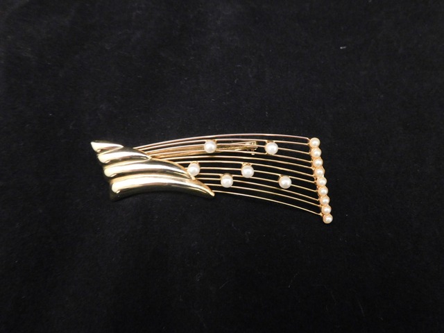 光石リボンのブローチ（ビンテージ ） vintage ribbon brooch    (made in Japan)