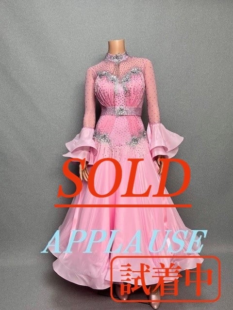 【新着】社交ダンス ドレス　スタンダード　モダンドレス　フレッシュピンク　M　 ST-24-35　デモ・競技用ドレス　発表会衣装　パーティドレス　ワンピース　舞台衣装