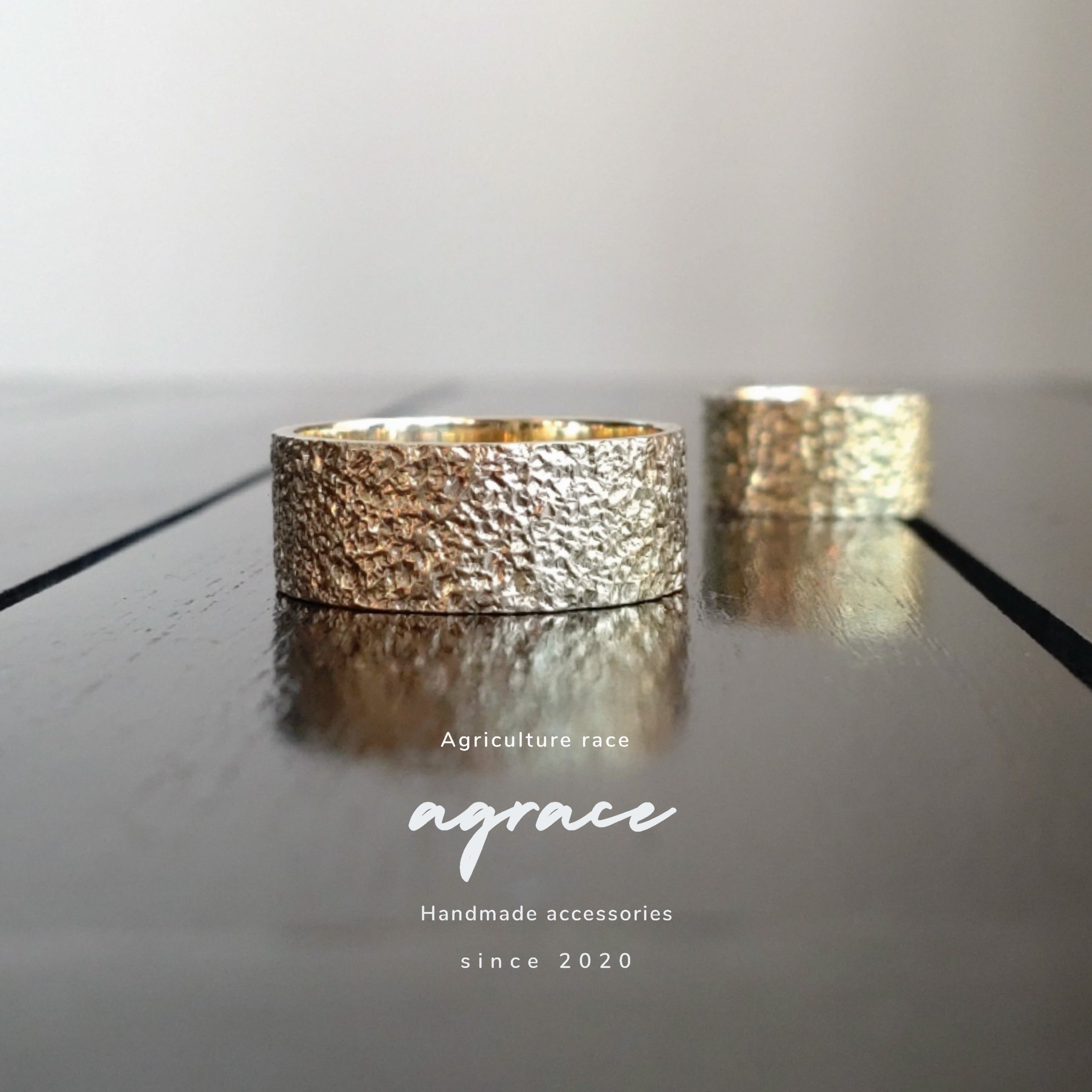 9㎜幅】 夕焼けに染まる水面(みなも) 真鍮リング | AGRACE