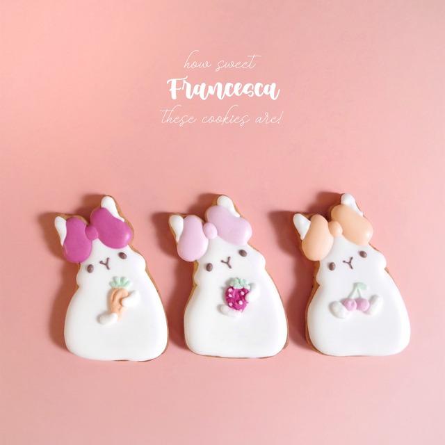 リボンうさぎのアイシングクッキー Francesca Von Sweets