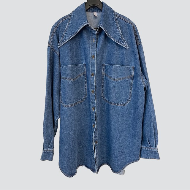 Oversized wide sleeve denim shirt A00081
