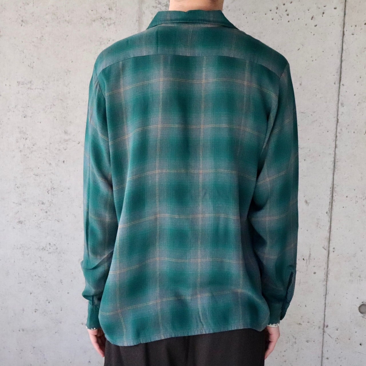トップス 50s 60s BRENT Ombre Rayon Check shirt 50s 60s BRENT Ombre Rayon Check shirt