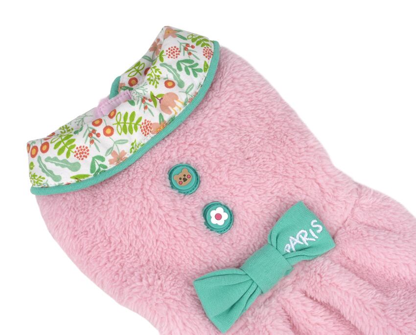 big ribbon fleece onepiece S ~ XL 2color / 犬服 新作 ドレス 暖かい フリース ドッグウェア ワンピース 袖なし 犬の服 ワンコ服 可愛い 猫