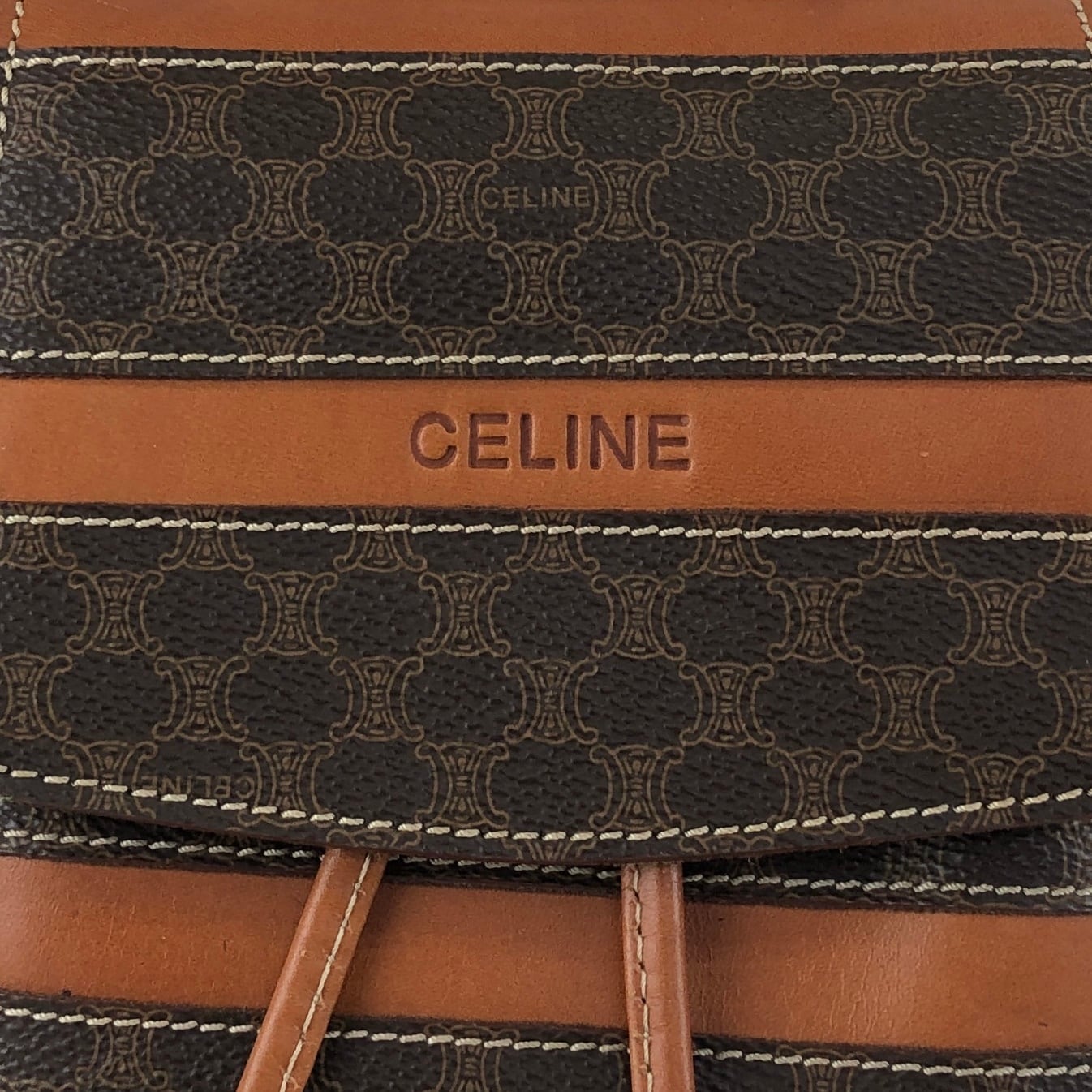 CELINE セリーヌ マカダム バックパック ブラウン ボーダー PVC レザー CELINE セリーヌ マカダム バックパック ブラウン ボーダー PVC レザー