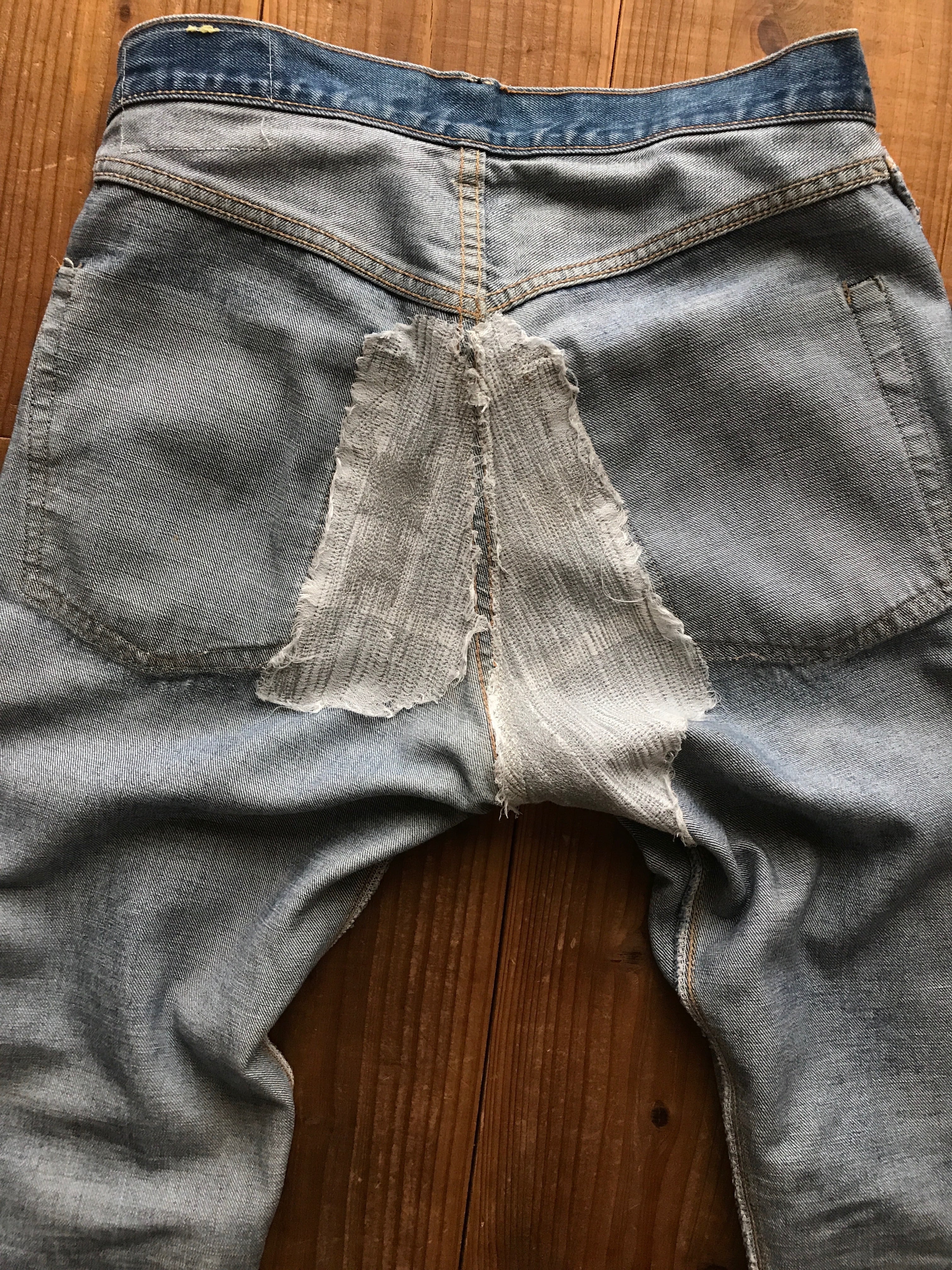 60's Levi's 505 BIG-E デニムパンツ リメイク 美色 リペア跡あり 実寸