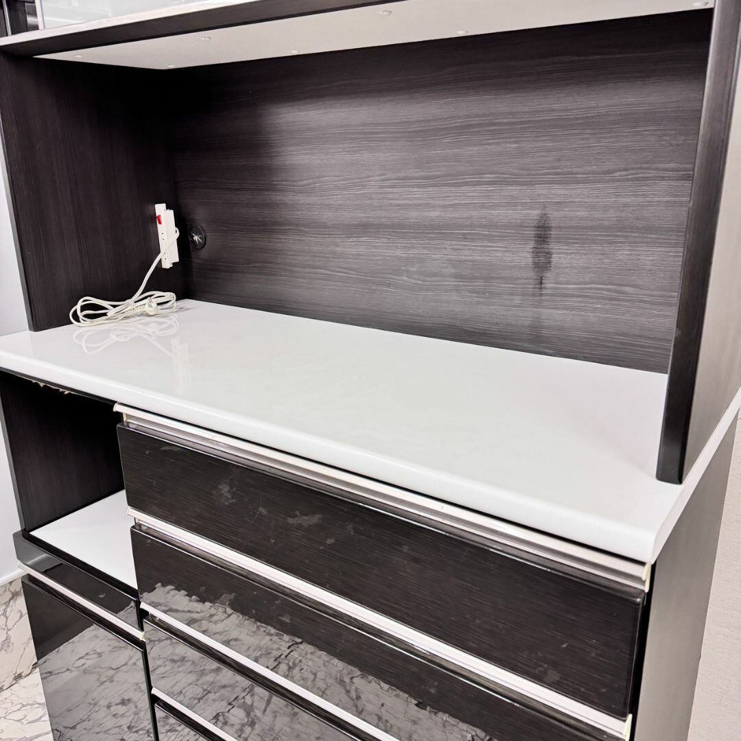 20469 2枚ガラス扉キッチンボード（引出2段ソフトクローズ）幅120