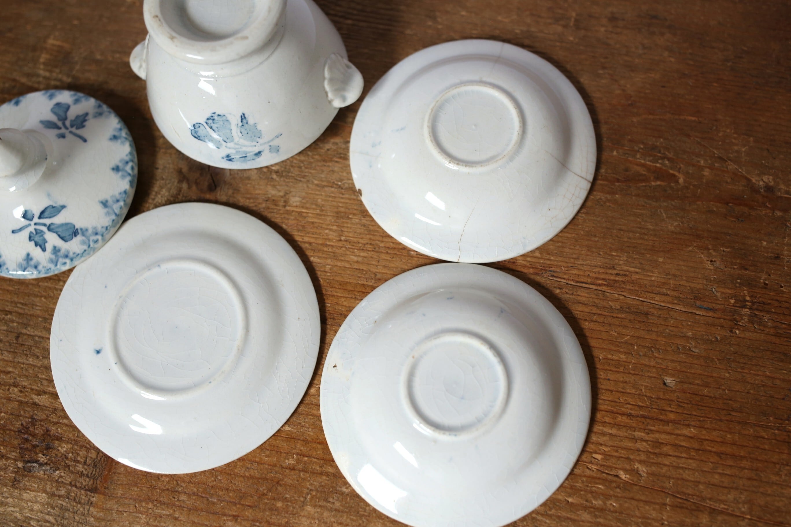 フランス アンティーク 陶器 dinette ままごと用 4点セット (スー