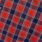 LACOSTE ラコステ シアサッカー チェック BD ボタンダウン 半袖 シャツ サイズ 4 /ブラック ブルー系 メンズ