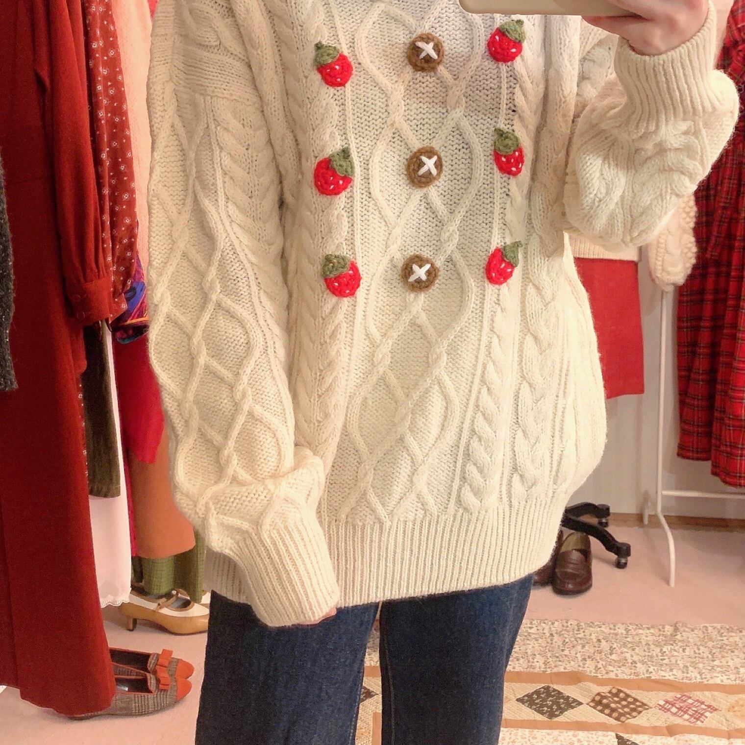 remake : strawberry cake aran sweater