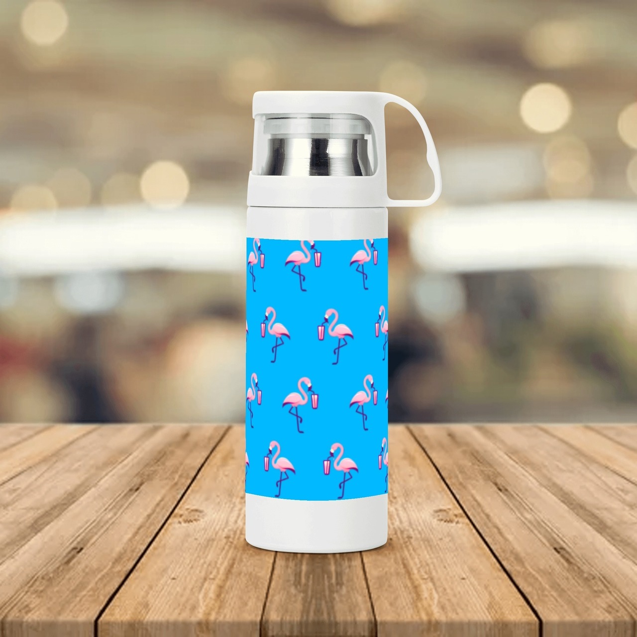 Sublimation Vacuum Bottle with Cup Blue 4274
