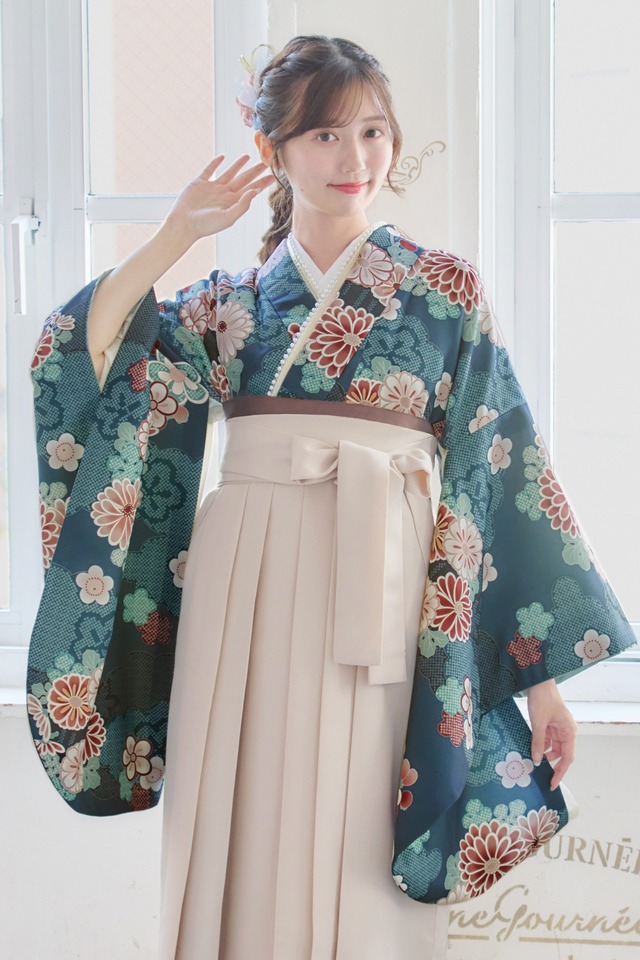 【袴4点set】古典臙脂色小花ちらしB6LBJ