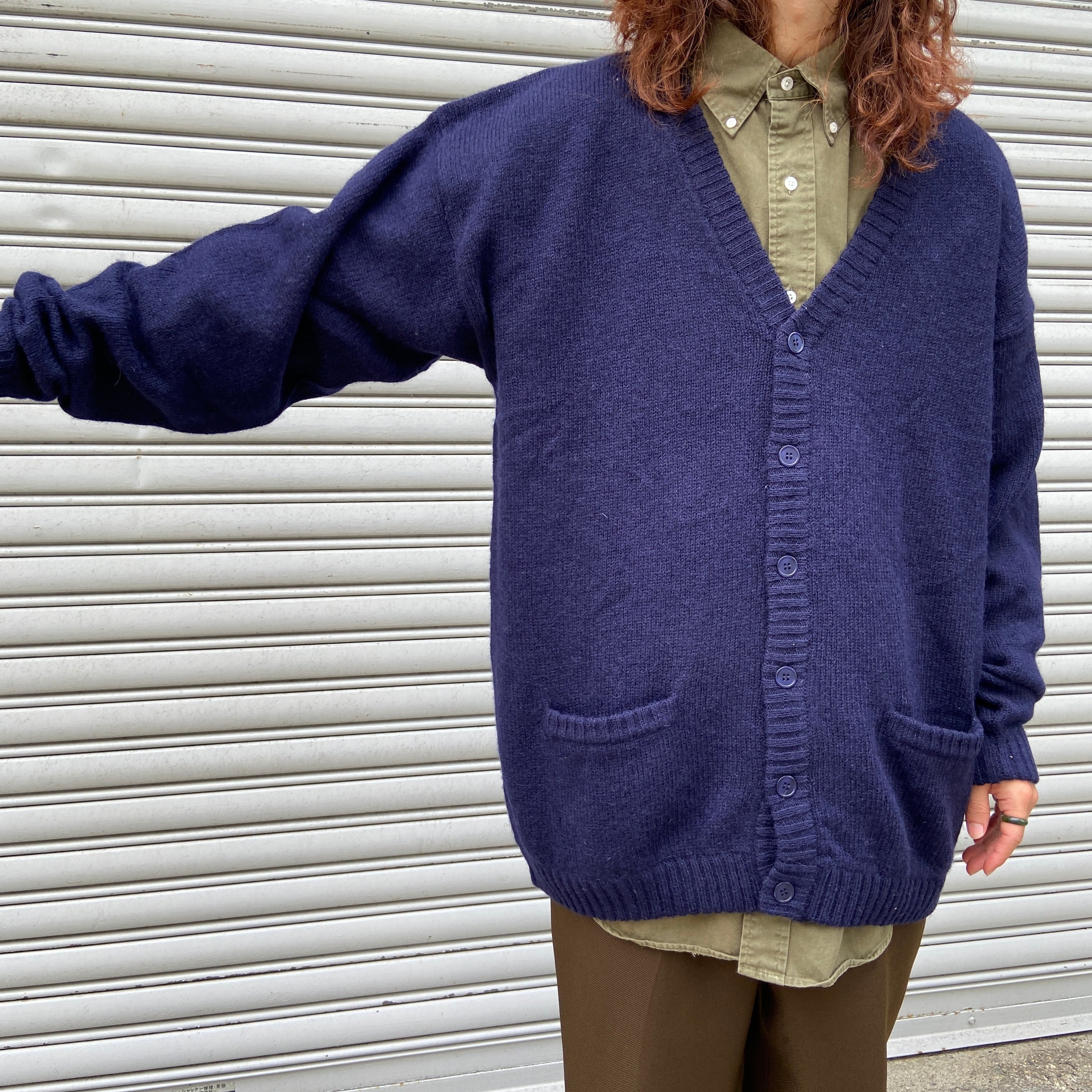 送料無料』新品タグ付き Woolrich ウールニットカーディガン ネイビー