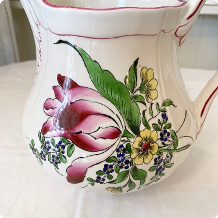 T【希少】フランスアンティーク リネヴィル窯 ピッチャー フランス直輸入】流行に左右されない美しさ リュネヴィル窯 オールド