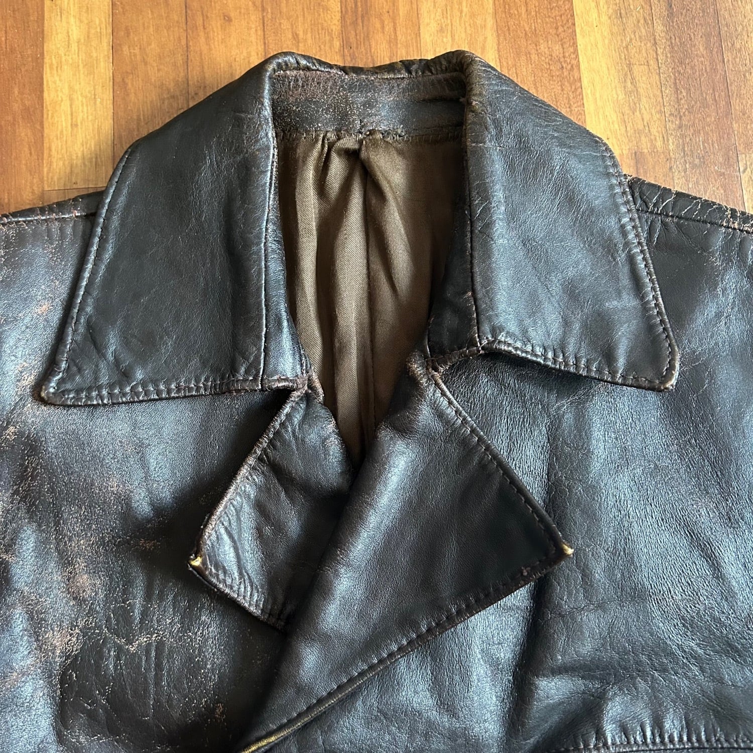 イギリス ダブルブレステッド レザージャケット 60-70's UK イギリス ダブルブレステッド レザージャケット 60-70's UK
