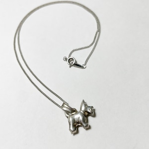 Vintage 925 Silver Small Dog Pendant Necklace Made In Italy
