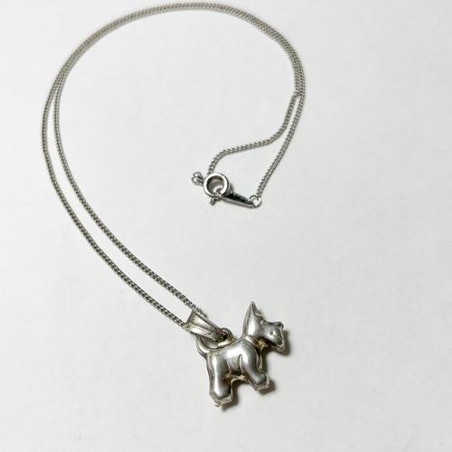 Vintage 925 Silver Small Dog Pendant Necklace Made In Italy