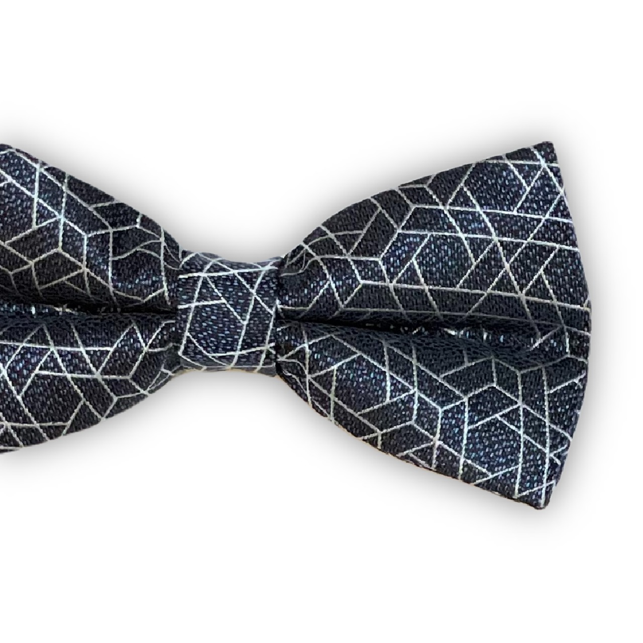 【ネイビー 幾何学】ボウタイ・チーフセット