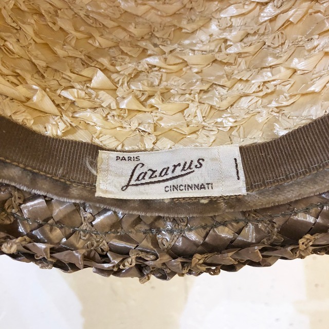 VINTAGE maron straw hat