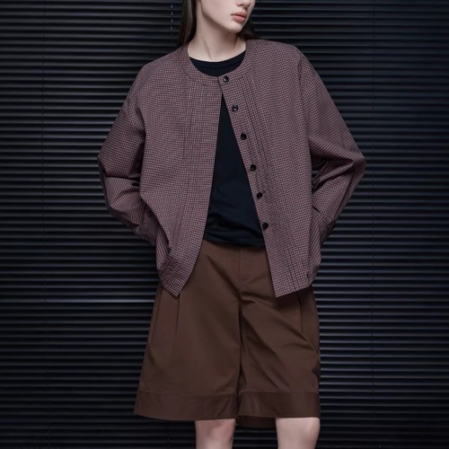 ノーカラーチェックシャツ ・21285