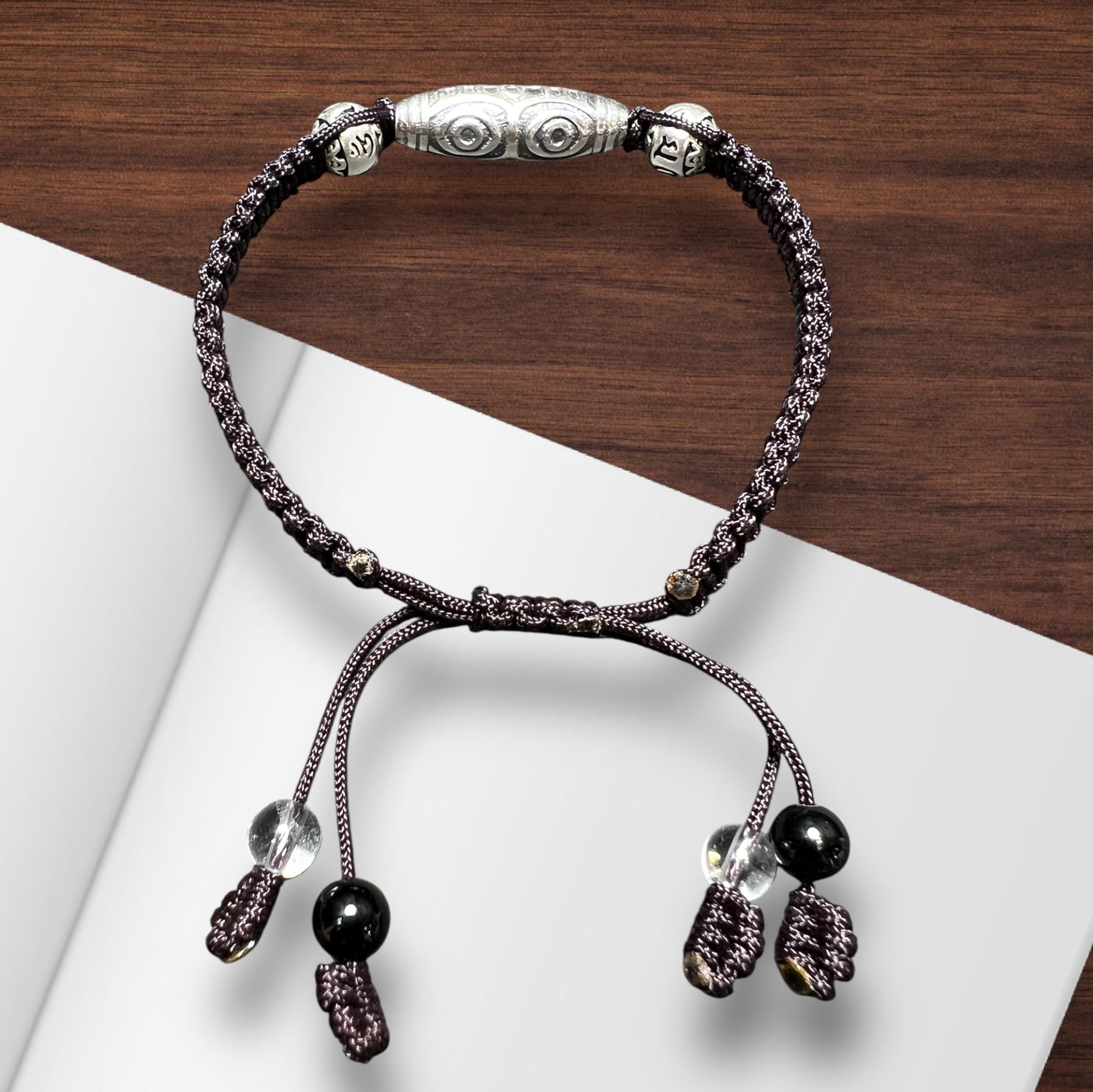 龍眼天珠紐ブレス 純銀シルバー 最高のパワー権力 金運財運 魔除け