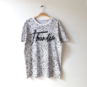 H&M THUNDER Tシャツ サンダー 総柄 メンズL程度 USA古着 @BB0130