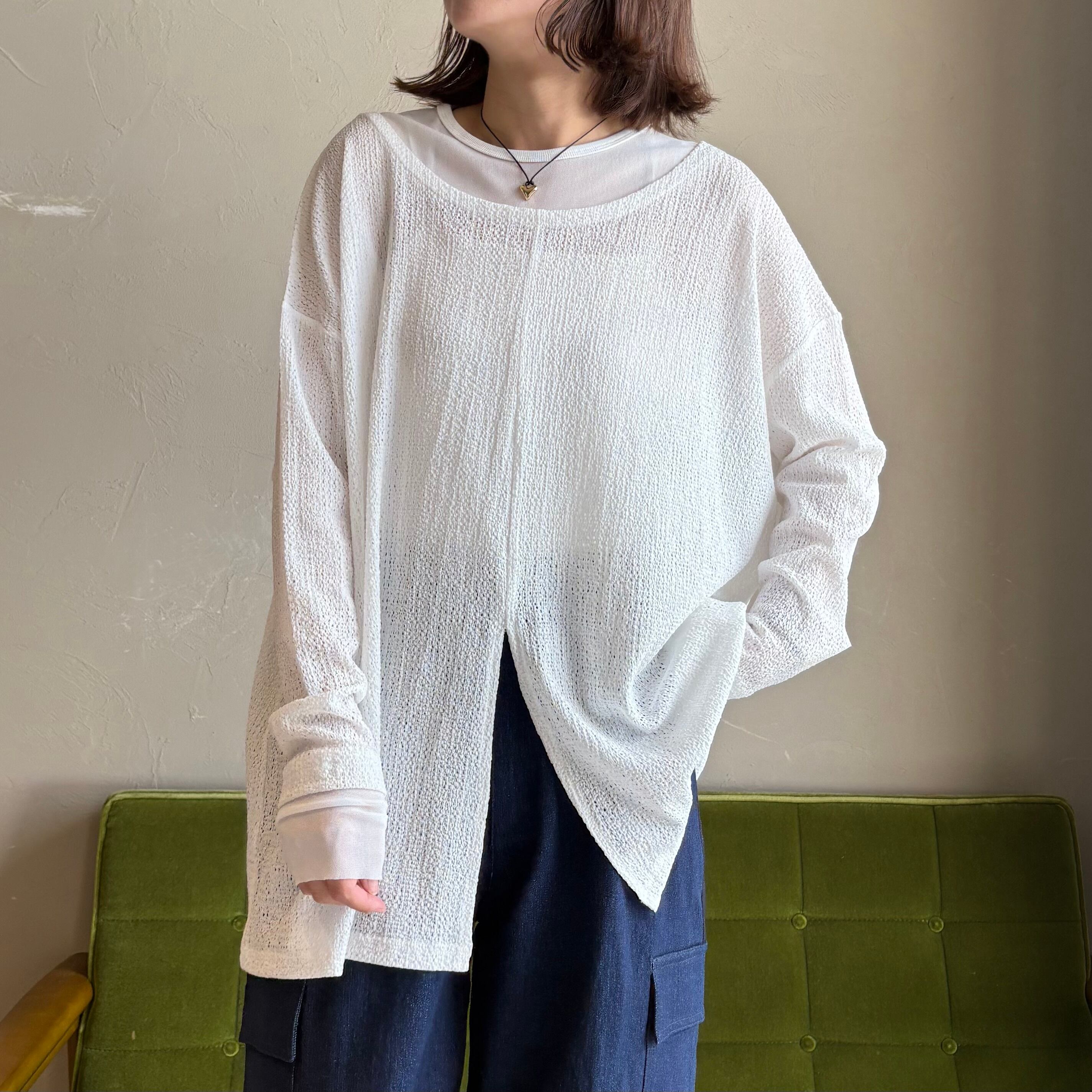 【 CYAN TOKYO 】チュールコンビスリットトップス