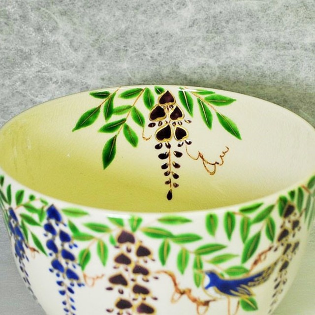 抹茶碗 藤にほととぎす