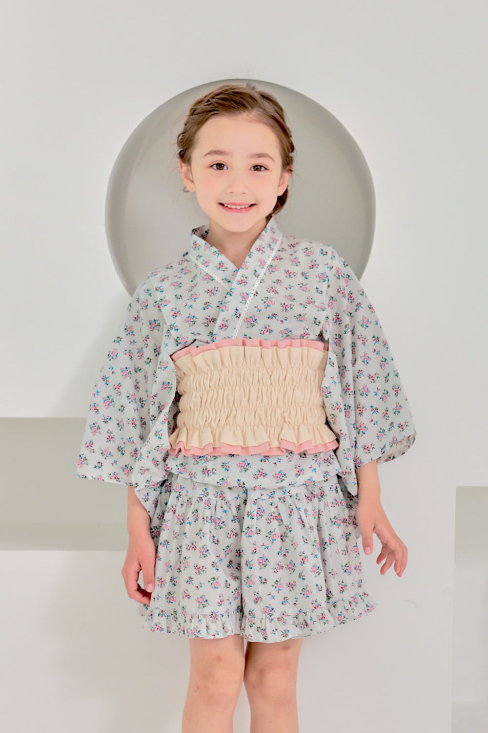 YUKATA mini dress〈Light blue〉