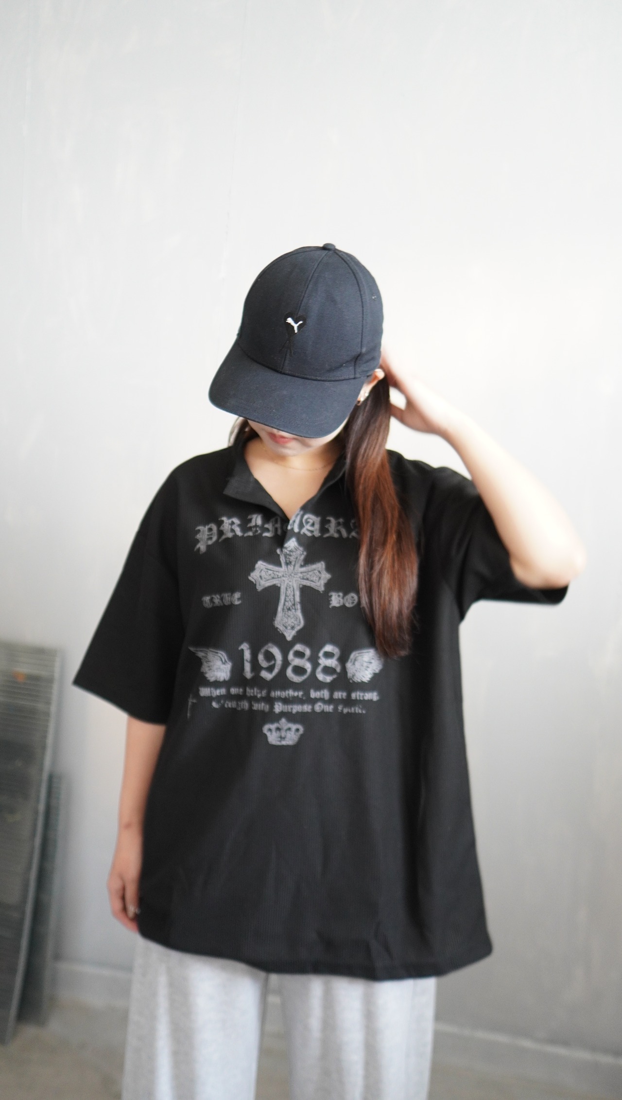 primaras×kinmedaiコラボ2弾ワッフルTee／ブラック