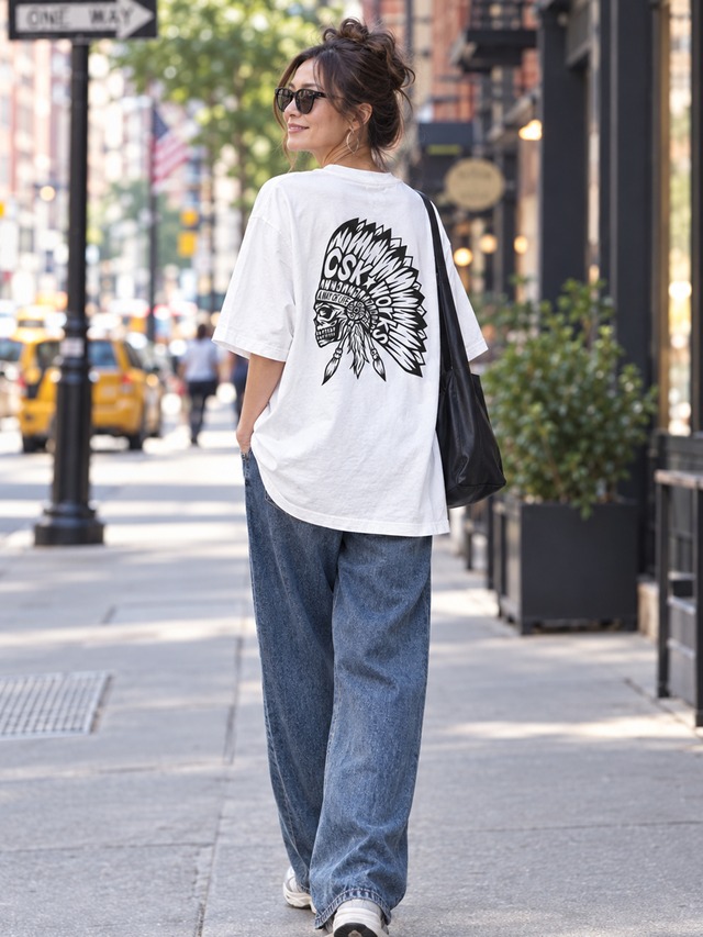オリジナルTシャツ　インディアン　ホワイトｘブラック