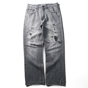 "JORDAN CRAIG" Vintage cross studs design distressed buggy denim "BLACK"