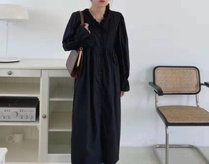 ピンタック　フリルブラウスワンピース　AJ22263-B06