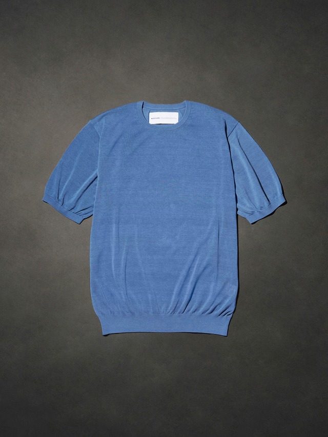 【LAST1】Washable silk Half sleeve T(Blue)