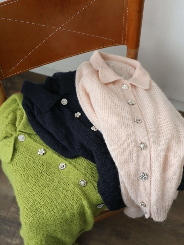 bijou button mohair knit cardigan