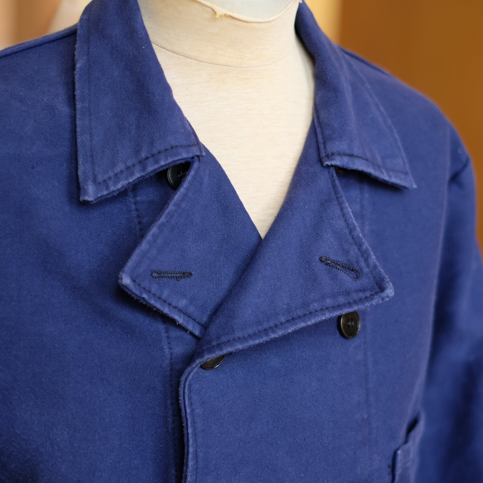 70s Double Breasted Blue Moleskin Jacket
