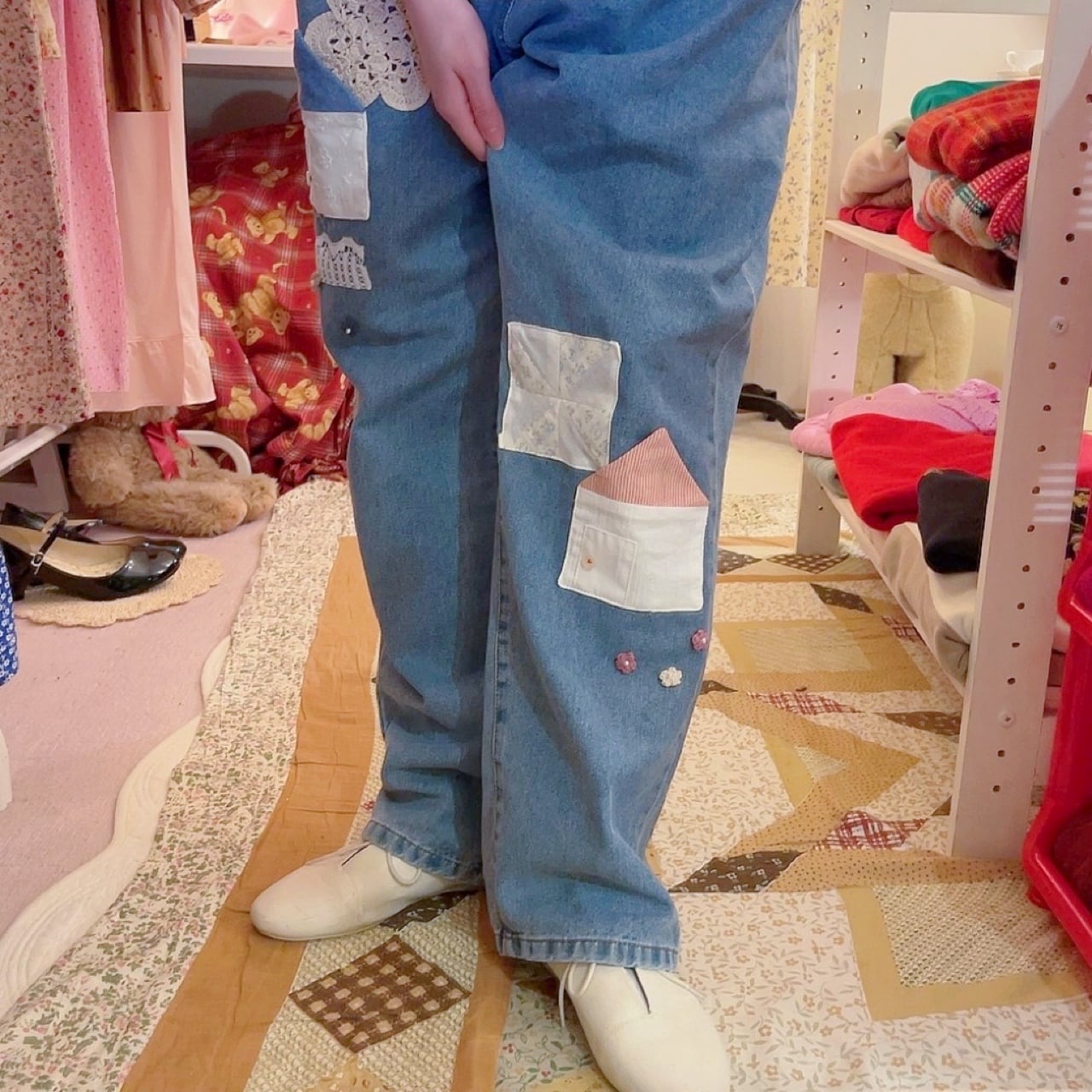 remake ✂︎ dwarf's house apron denim pants