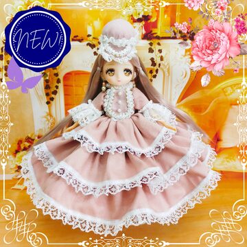 リカちゃん 人形服 ドレス ピンク ドール服 ハンドメイド ボンネット